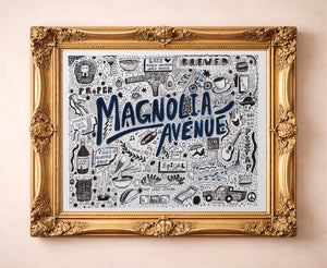 Fort Worth Art Prints — Magnolia Signs and Landmarks Pen Ink Icons | Caya Crum Art