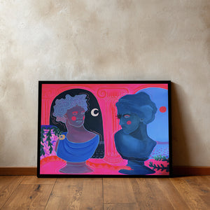 Greco Roman Art Print - Hot Pink Pop Art by Caya Crum