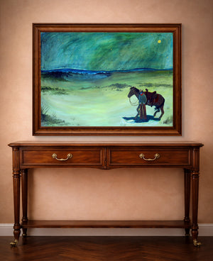 Night Drive Cowboy print by Caya Crum, horizontal frame mockup
