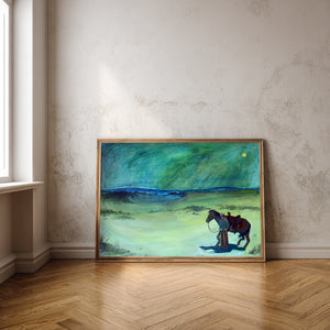 Night Drive Cowboy print by Caya Crum, framed art print