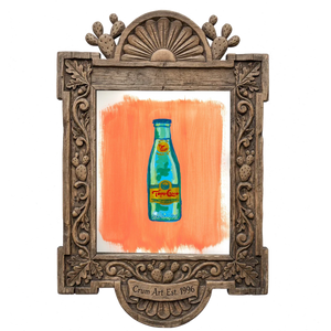 Summer Day Painting — Topo Chico art print by Caya Crum in a carved wood frame
