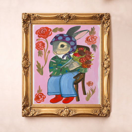 Bunny Art | Bunny with Flowers | Caya Crum