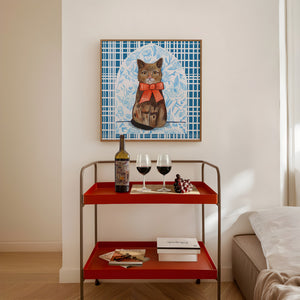 Suki Chinoiserie — an 80s-style chinoiserie cat portrait by Caya Crum