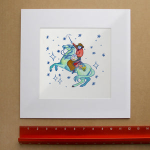 Horse Magic cowboy art print by Caya Crum shown matted in white