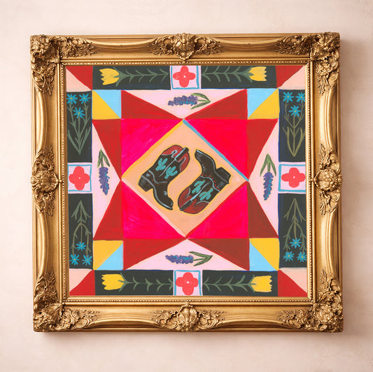 Texas Art | Cowboy Boots Quilt Square | Caya Crum