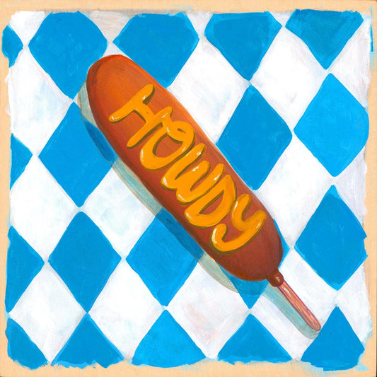 Howdy Corndog Print | Pop Food Art | Caya Crum Art art print by Caya Crum