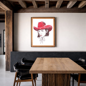 Cowgirl Art Print – Pen & Ink Self Portrait | Caya Crum