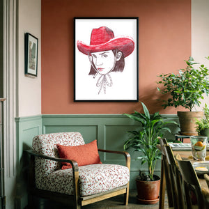 Cowgirl Art Print – Pen & Ink Self Portrait | Caya Crum