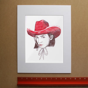 Cowgirl Art Print – Pen & Ink Self Portrait | Caya Crum