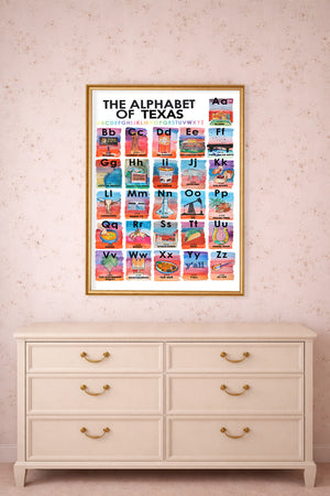 Alphabet Of Texas shown framed by Crum Art