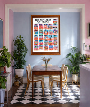 Alphabet Of Texas shown framed by Crum Art