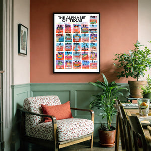 Alphabet Of Texas shown framed by Crum Art
