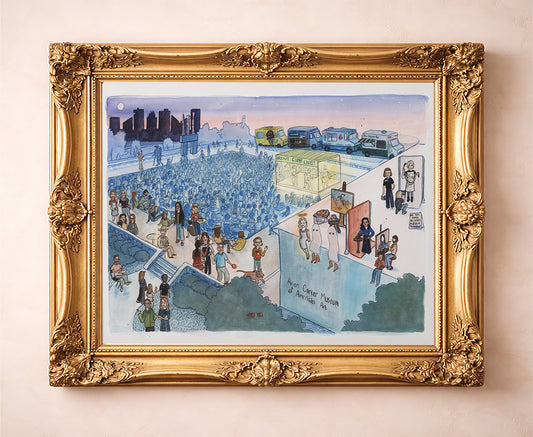 Amon Carter Night on the Porch Fort Worth art print by Caya Crum — in a gold frame