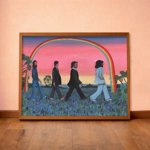 Abbey Road bluebonnet print by Caya Crum — horizontal room scene