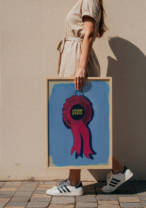 Best in Show Scum Ribbon funny wall art print by Caya Crum — framed with velvet mat