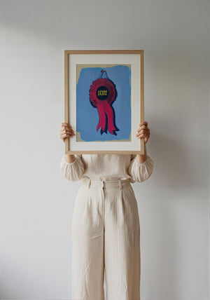 Best in Show Scum Ribbon funny wall art print by Caya Crum — framed with velvet mat