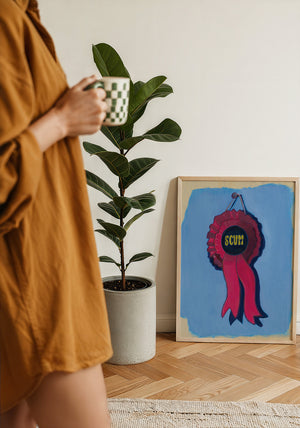Best in Show Scum Ribbon funny wall art print by Caya Crum — framed with velvet mat