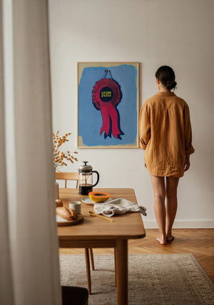 Best in Show Scum Ribbon funny wall art print by Caya Crum — framed with velvet mat