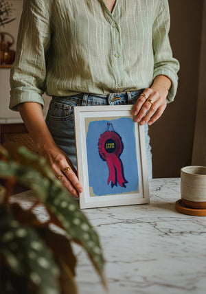 Best in Show Scum Ribbon funny wall art print by Caya Crum — neutral frame room mockup