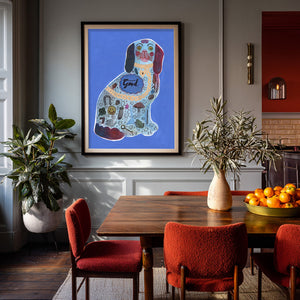 Blue Staffordshire Good Dog shown framed by Crum Art