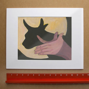 Bull Shadow Puppet cow art print by Caya Crum — with white mat