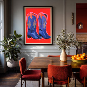 Cowgirl Bronc Buster Girl shown framed by Crum Art