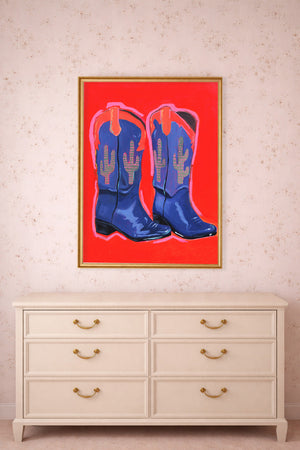 Cowgirl Bronc Buster Girl shown framed by Crum Art