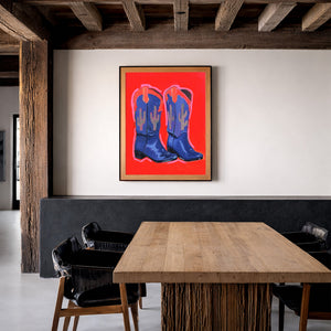 Cowgirl Bronc Buster Girl shown framed by Crum Art