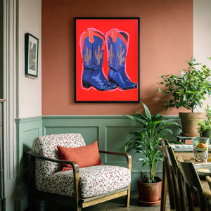 Cowgirl Bronc Buster Girl shown framed by Crum Art