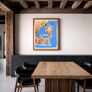 Cottage Core Good Luck Dog Set shown framed by Crum Art
