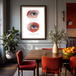 David Bowie Matchbox And Eyes Set shown framed by Crum Art