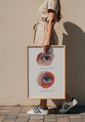 Bowie Eyes Study music wall art print by Caya Crum — framed with velvet mat