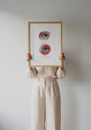 Bowie Eyes Study music wall art print by Caya Crum — framed with velvet mat