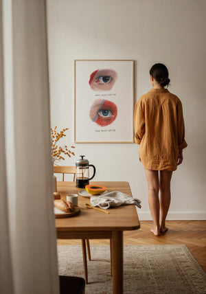 Bowie Eyes Study music wall art print by Caya Crum — framed with velvet mat