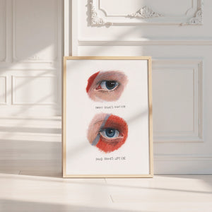 Bowie Eyes Study music wall art print by Caya Crum — neutral frame room mockup