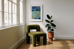 New Mexico Mountain and Field landscape print by Caya Crum — framed with velvet mat