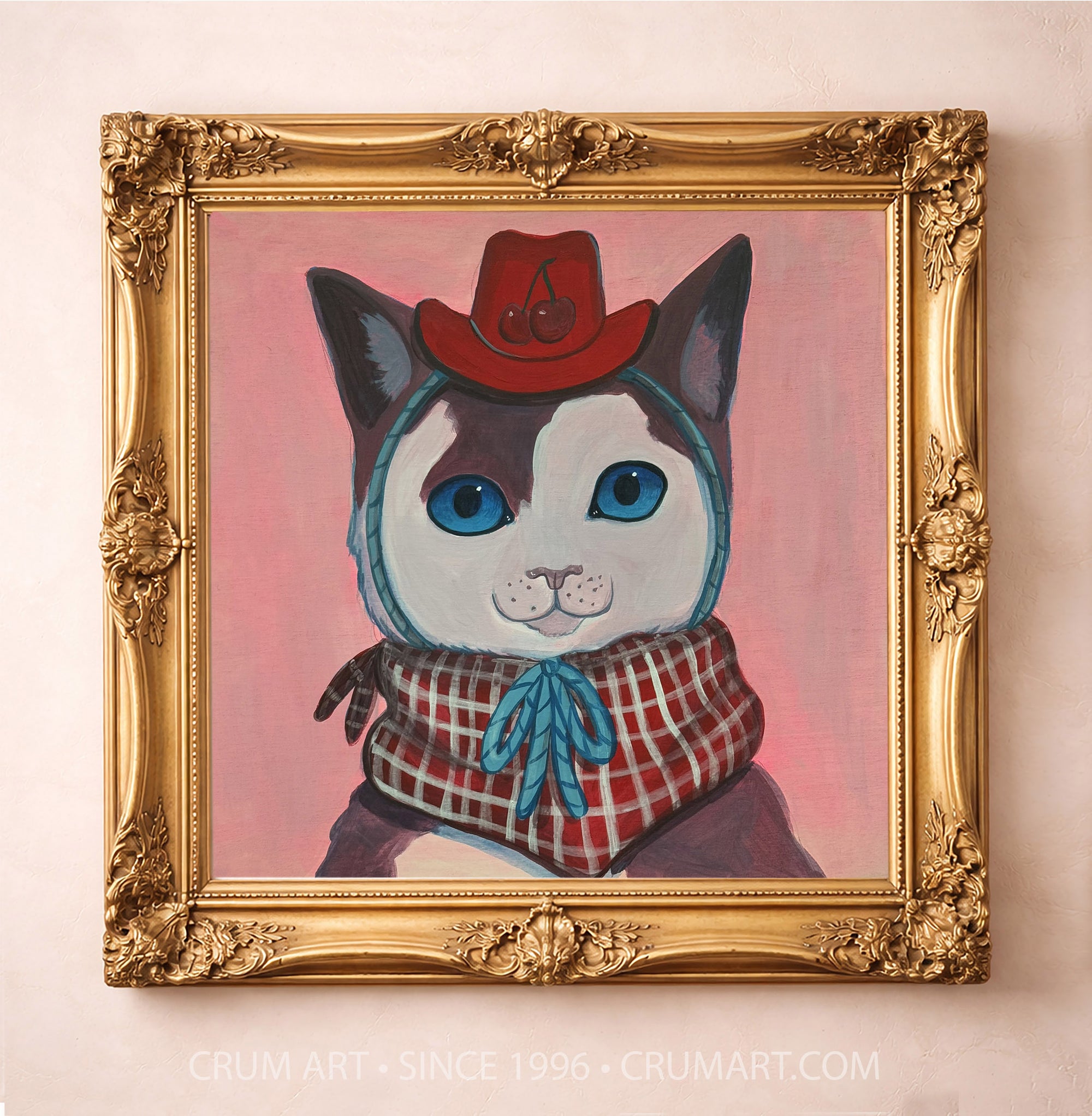 Cat Art Print – Cherry Cat Cowgirl Portrait | Caya Crum