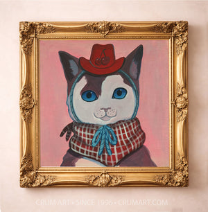 Cat Art Print – Cherry Cat Cowgirl Portrait | Caya Crum