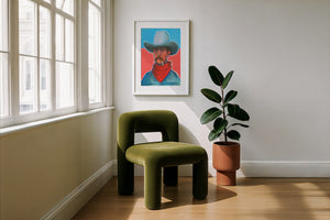 Red Hair Jack cowboy art print by Caya Crum — framed with velvet mat