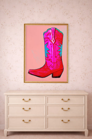 Fort Worth Boot Pink shown framed by Crum Art