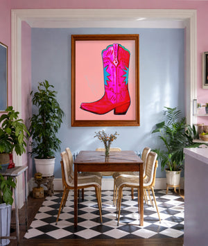 Fort Worth Boot Pink shown framed by Crum Art