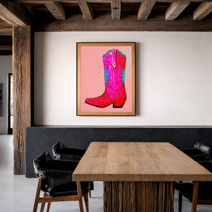 Fort Worth Boot Pink shown framed by Crum Art