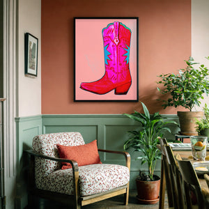 Fort Worth Boot Pink shown framed by Crum Art