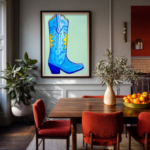Fort Worth Boot Pink shown framed by Crum Art