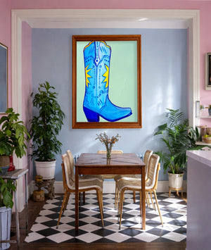 Fort Worth Boot Pink shown framed by Crum Art