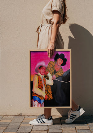The Cowboy Gaze cowboy art print by Caya Crum — framed with velvet mat
