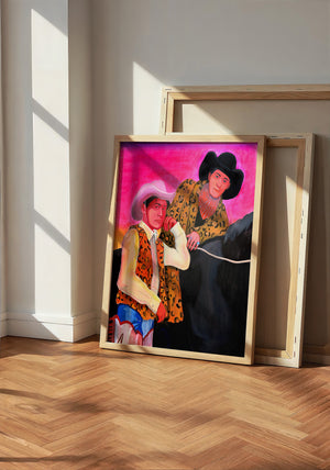 The Cowboy Gaze cowboy art print by Caya Crum — neutral frame room mockup