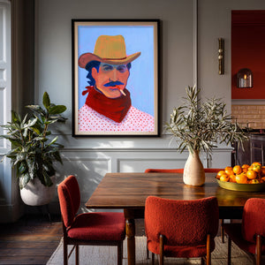 Smoking Cowboy Red Hair Jack Texas Western shown framed by Crum Art