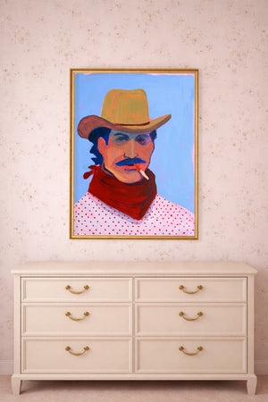 Smoking Cowboy Red Hair Jack Texas Western shown framed by Crum Art