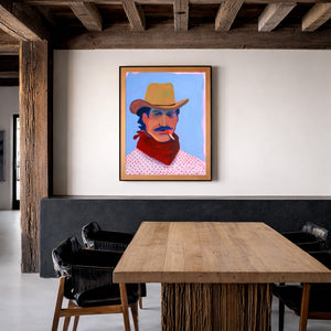 Smoking Cowboy Red Hair Jack Texas Western shown framed by Crum Art